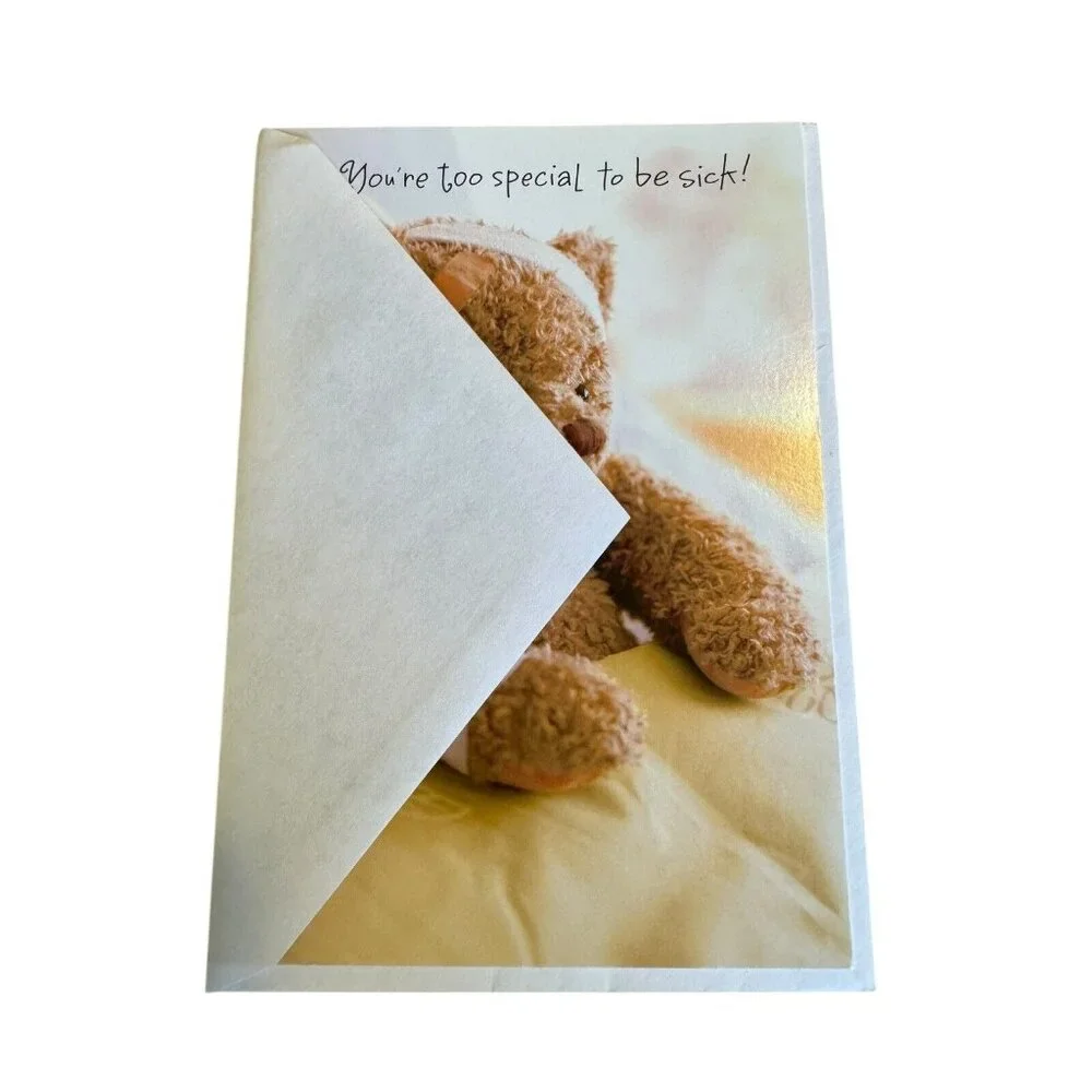 Hallmark Greeting Card Your'e too special to be sick!‎ Teddy Bear Unused USA